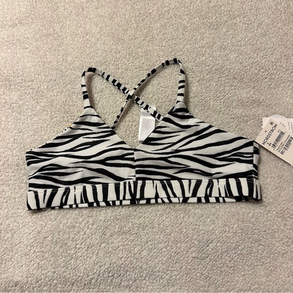 Treasure & Bond Girl’s Reversible Zebra Patchwork Bikini Top - Picture 2 of 12